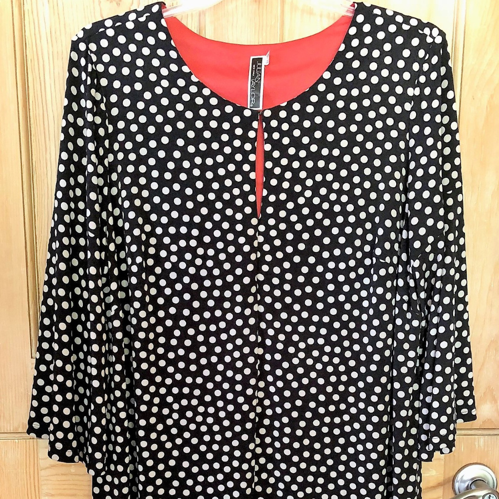 Black & White Polka Dot Dress with Bell Sleeves